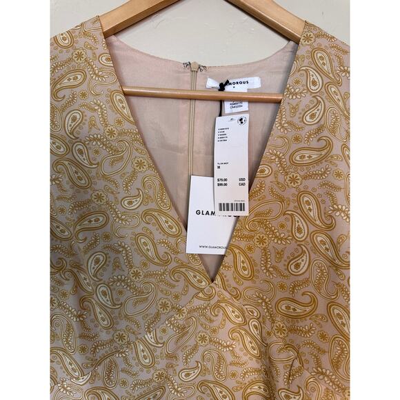 NWT Urban Outfitters Retro Gold Stone Paisley Long Sleeve Dress Medium - Picture 5 of 7